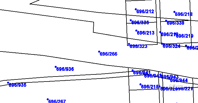 Parcela st. 696/266 v KÚ Klokoty, Katastrální mapa