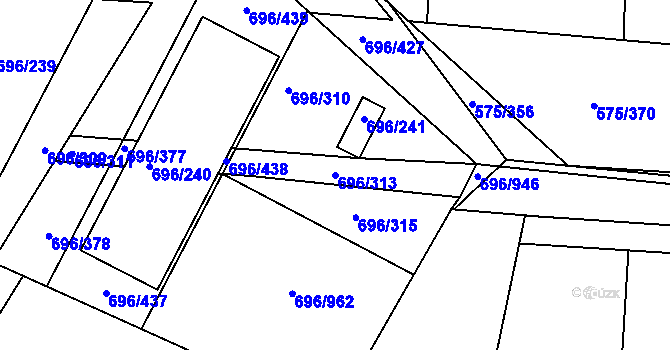 Parcela st. 696/313 v KÚ Klokoty, Katastrální mapa
