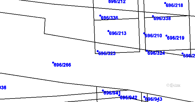 Parcela st. 696/323 v KÚ Klokoty, Katastrální mapa