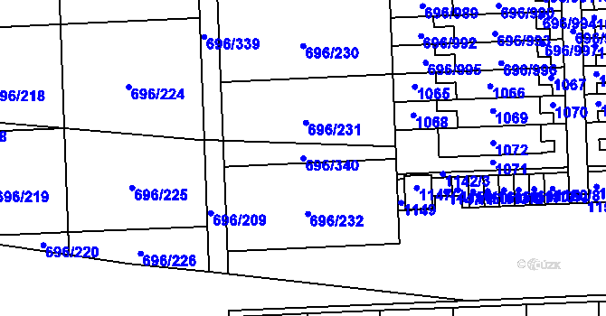 Parcela st. 696/340 v KÚ Klokoty, Katastrální mapa