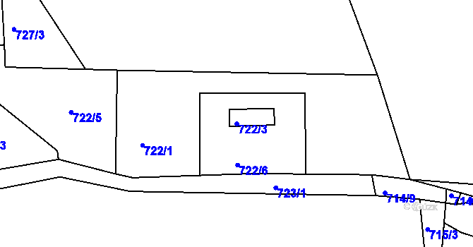 Parcela st. 722/3 v KÚ Klokoty, Katastrální mapa
