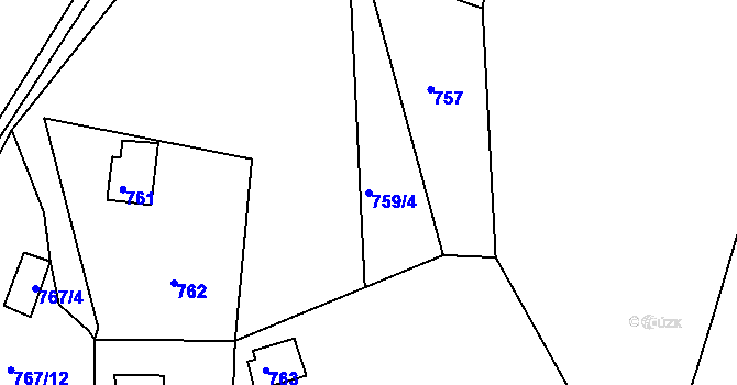 Parcela st. 759/4 v KÚ Klokoty, Katastrální mapa