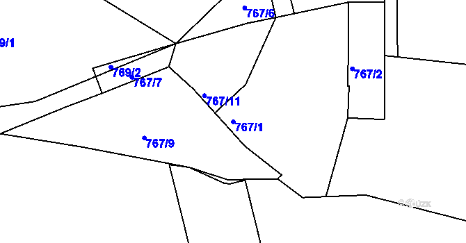 Parcela st. 767/1 v KÚ Klokoty, Katastrální mapa
