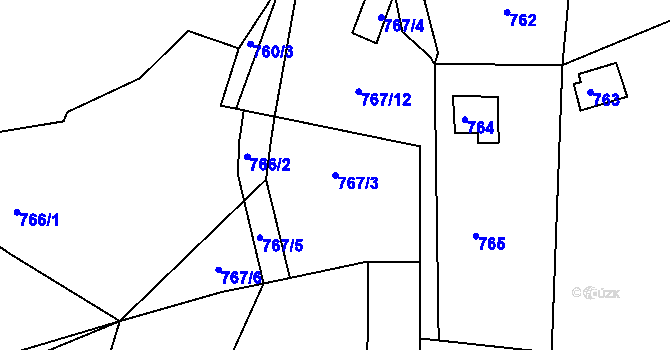Parcela st. 767/3 v KÚ Klokoty, Katastrální mapa