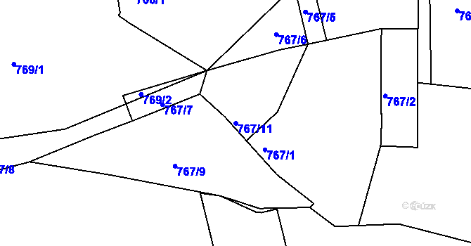 Parcela st. 767/11 v KÚ Klokoty, Katastrální mapa