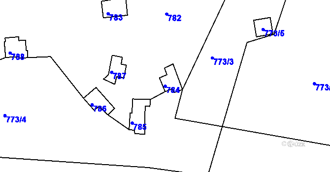 Parcela st. 784 v KÚ Klokoty, Katastrální mapa