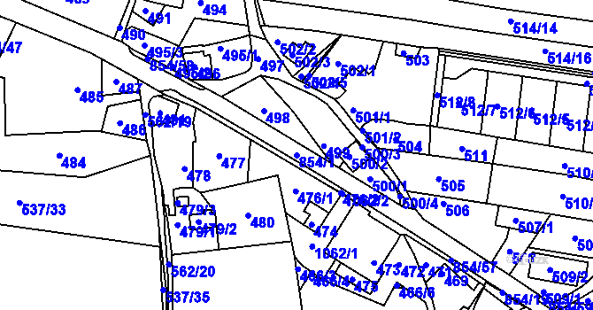 Parcela st. 854/1 v KÚ Klokoty, Katastrální mapa