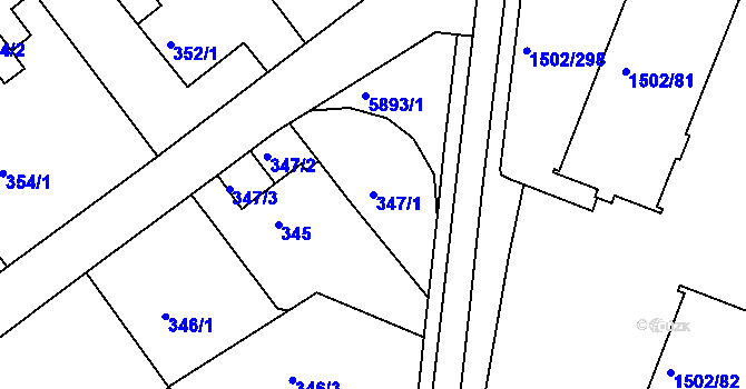 Parcela st. 347/1 v KÚ Klokoty, Katastrální mapa