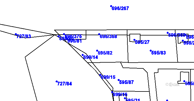 Parcela st. 595/82 v KÚ Klokoty, Katastrální mapa