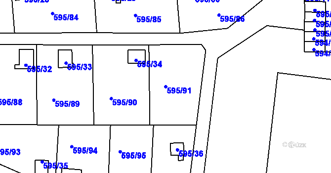 Parcela st. 595/91 v KÚ Klokoty, Katastrální mapa