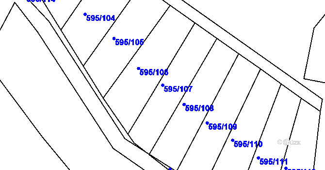Parcela st. 595/107 v KÚ Klokoty, Katastrální mapa