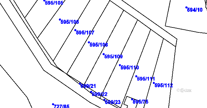 Parcela st. 595/109 v KÚ Klokoty, Katastrální mapa
