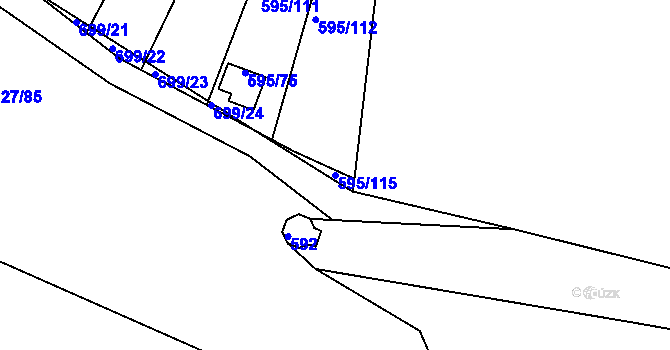 Parcela st. 595/115 v KÚ Klokoty, Katastrální mapa