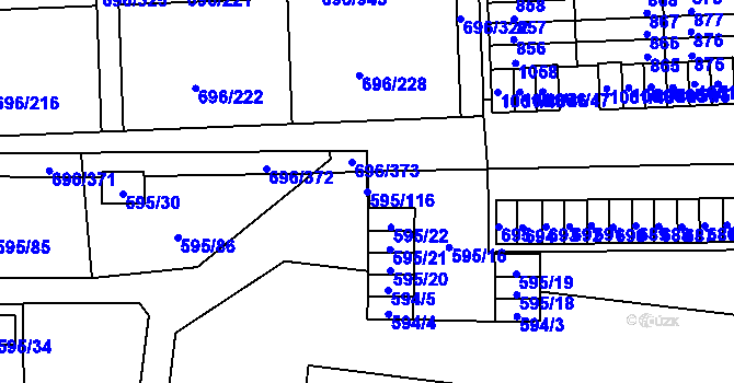 Parcela st. 595/116 v KÚ Klokoty, Katastrální mapa