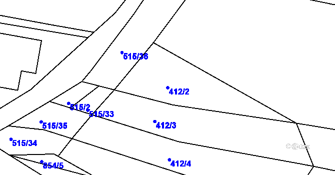 Parcela st. 412/2 v KÚ Klokoty, Katastrální mapa