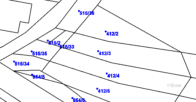 Parcela st. 412/3 v KÚ Klokoty, Katastrální mapa