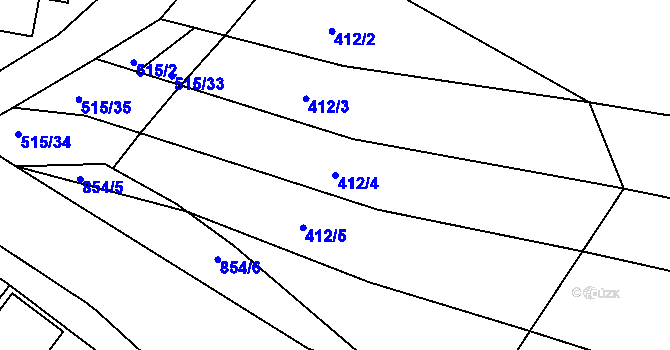 Parcela st. 412/4 v KÚ Klokoty, Katastrální mapa