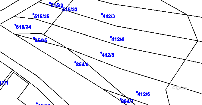 Parcela st. 412/5 v KÚ Klokoty, Katastrální mapa