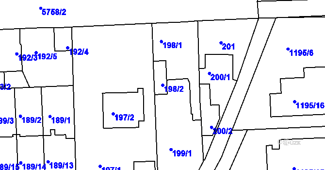 Parcela st. 198/2 v KÚ Klokoty, Katastrální mapa