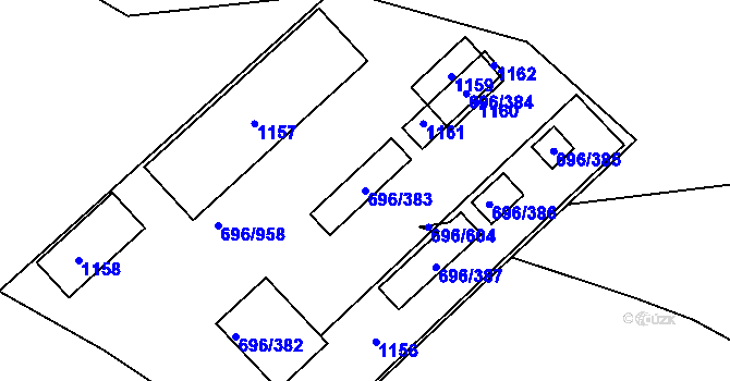 Parcela st. 696/383 v KÚ Klokoty, Katastrální mapa