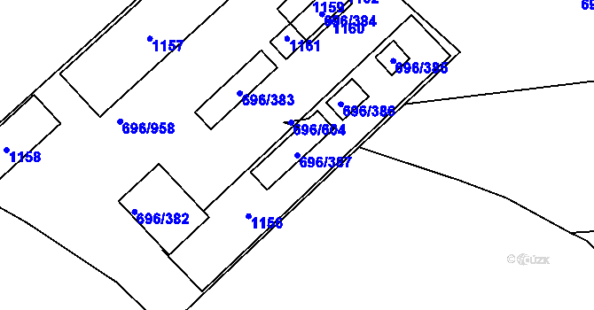 Parcela st. 696/387 v KÚ Klokoty, Katastrální mapa