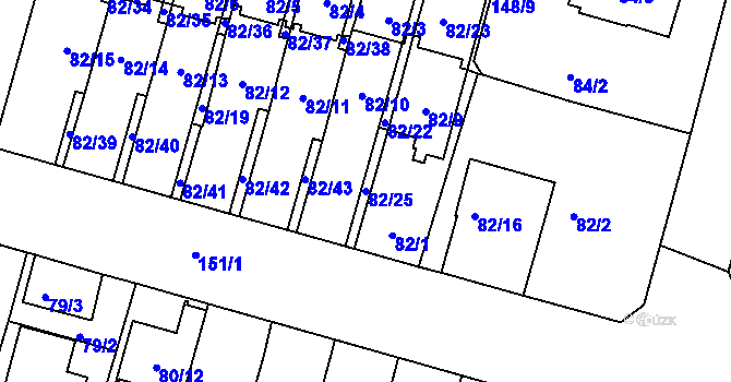 Parcela st. 82/25 v KÚ Klokoty, Katastrální mapa