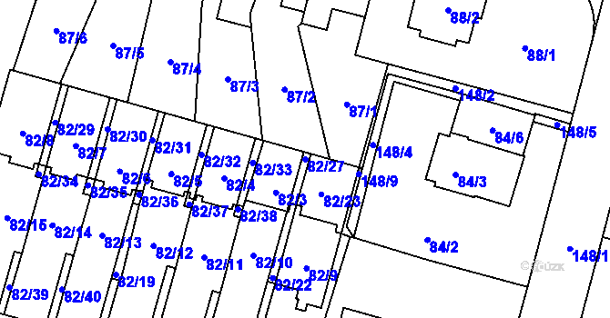 Parcela st. 82/27 v KÚ Klokoty, Katastrální mapa