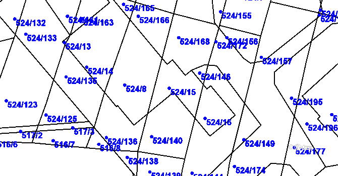 Parcela st. 524/15 v KÚ Klokoty, Katastrální mapa