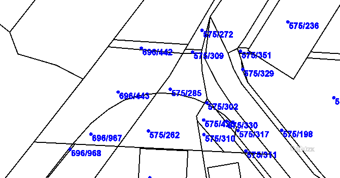 Parcela st. 575/285 v KÚ Klokoty, Katastrální mapa