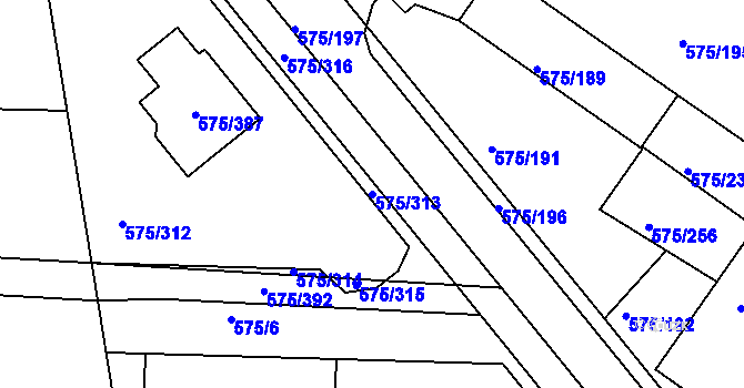 Parcela st. 575/313 v KÚ Klokoty, Katastrální mapa