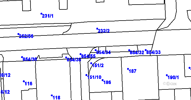 Parcela st. 854/34 v KÚ Klokoty, Katastrální mapa