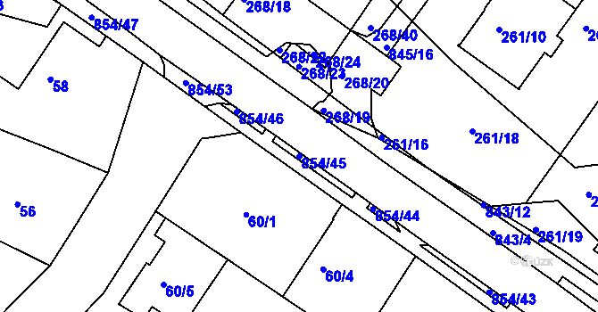 Parcela st. 854/45 v KÚ Klokoty, Katastrální mapa