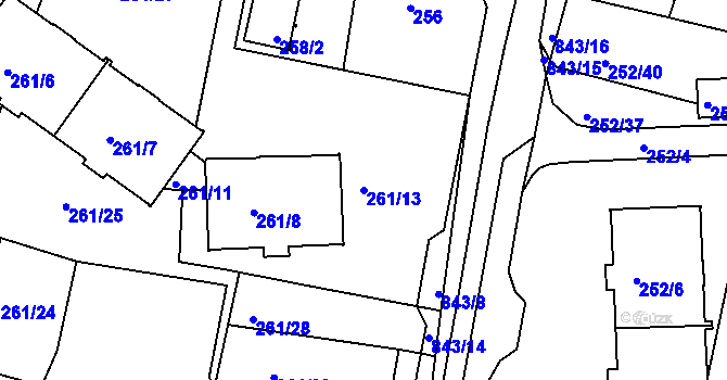 Parcela st. 261/13 v KÚ Klokoty, Katastrální mapa