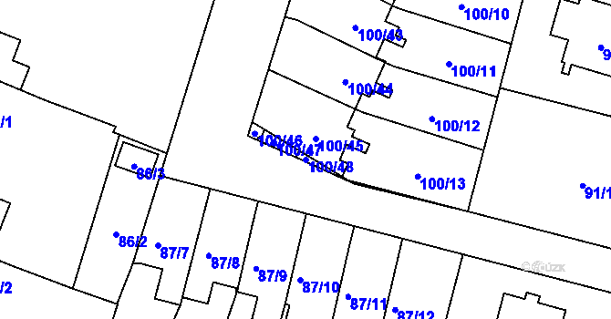 Parcela st. 100/48 v KÚ Klokoty, Katastrální mapa