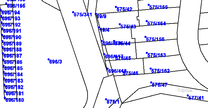 Parcela st. 696/417 v KÚ Klokoty, Katastrální mapa