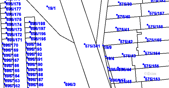 Parcela st. 575/341 v KÚ Klokoty, Katastrální mapa
