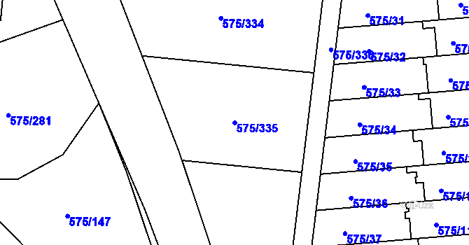 Parcela st. 575/335 v KÚ Klokoty, Katastrální mapa
