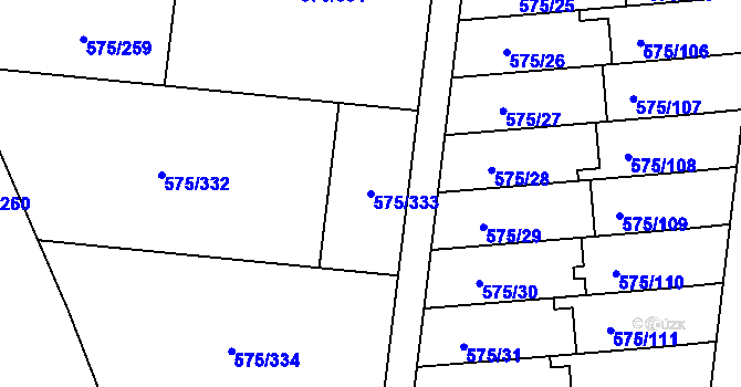 Parcela st. 575/333 v KÚ Klokoty, Katastrální mapa