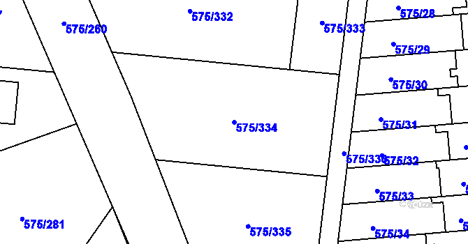 Parcela st. 575/334 v KÚ Klokoty, Katastrální mapa