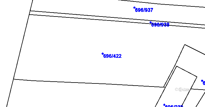 Parcela st. 696/422 v KÚ Klokoty, Katastrální mapa