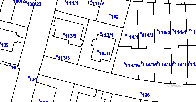 Parcela st. 113/4 v KÚ Klokoty, Katastrální mapa