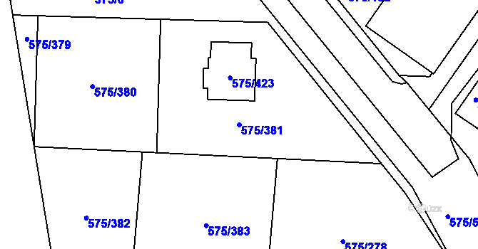 Parcela st. 575/381 v KÚ Klokoty, Katastrální mapa