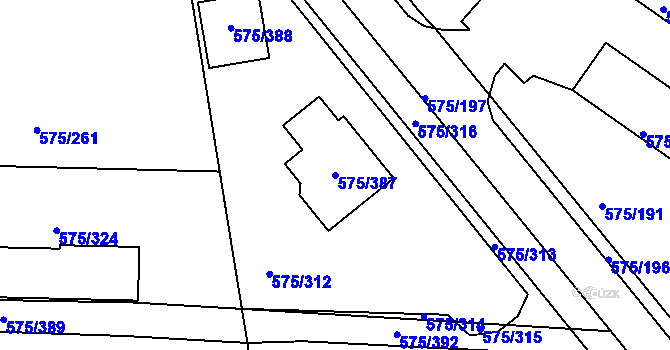 Parcela st. 575/387 v KÚ Klokoty, Katastrální mapa