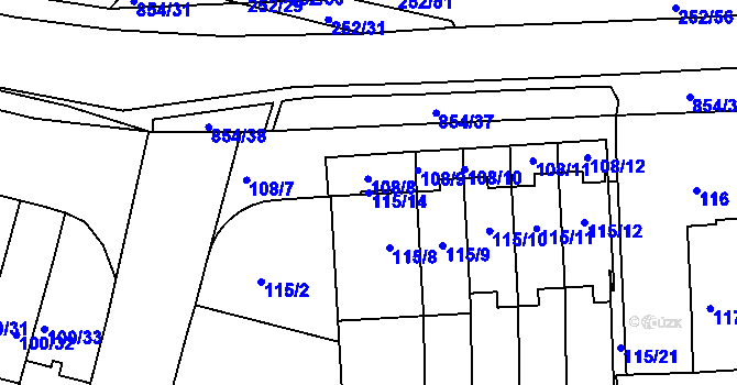 Parcela st. 115/14 v KÚ Klokoty, Katastrální mapa