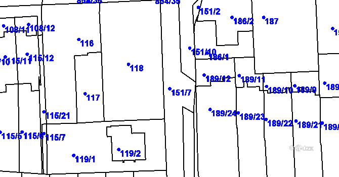 Parcela st. 151/7 v KÚ Klokoty, Katastrální mapa