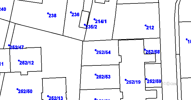Parcela st. 252/54 v KÚ Klokoty, Katastrální mapa