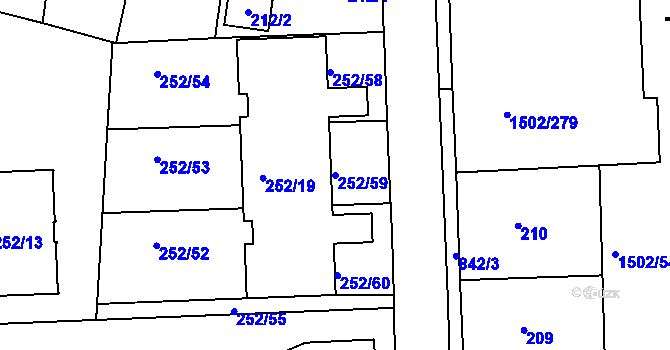 Parcela st. 252/59 v KÚ Klokoty, Katastrální mapa