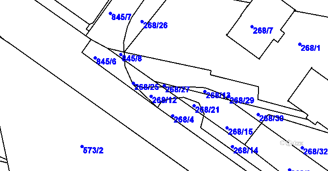 Parcela st. 268/27 v KÚ Klokoty, Katastrální mapa
