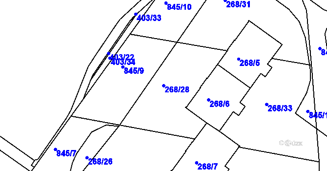 Parcela st. 268/28 v KÚ Klokoty, Katastrální mapa