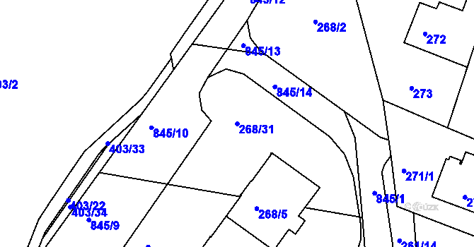 Parcela st. 268/31 v KÚ Klokoty, Katastrální mapa